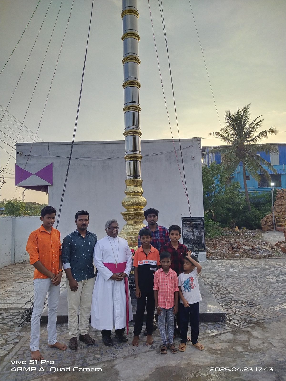 The flagpole-blessing ceremony